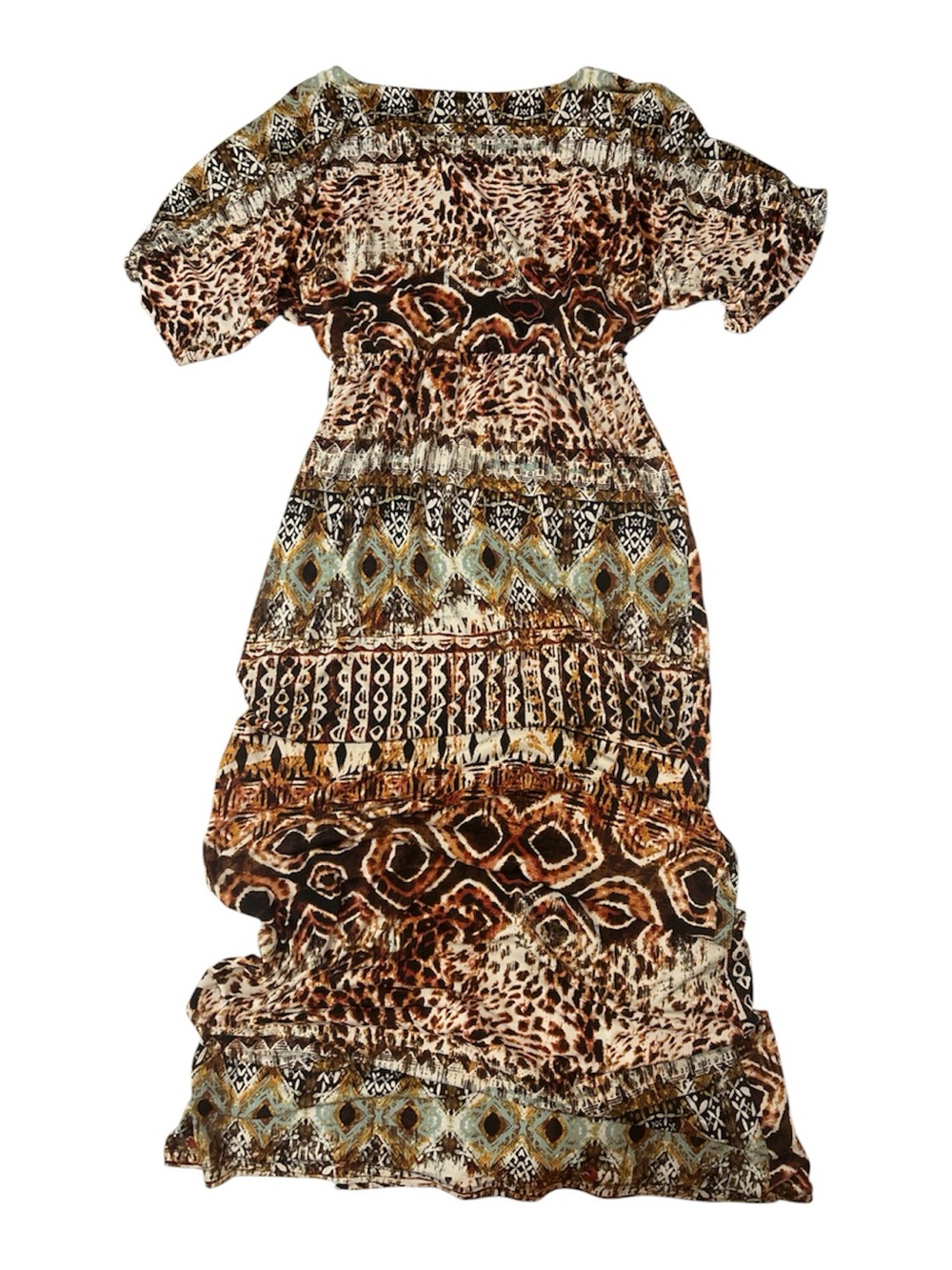 Cato Women’s Boho Animal Print Maxi Dress - Brown Multi Sz Small LONG